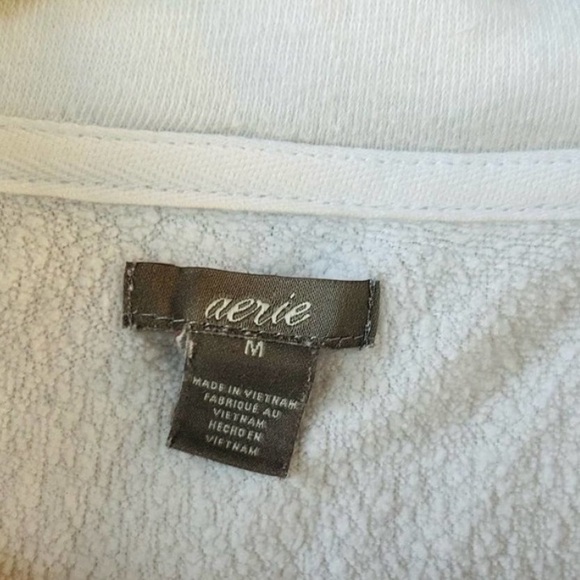 Aerie White Quarter Zip Lightweight Pullover Collared Sweatshirt - Picture 3 of 3
